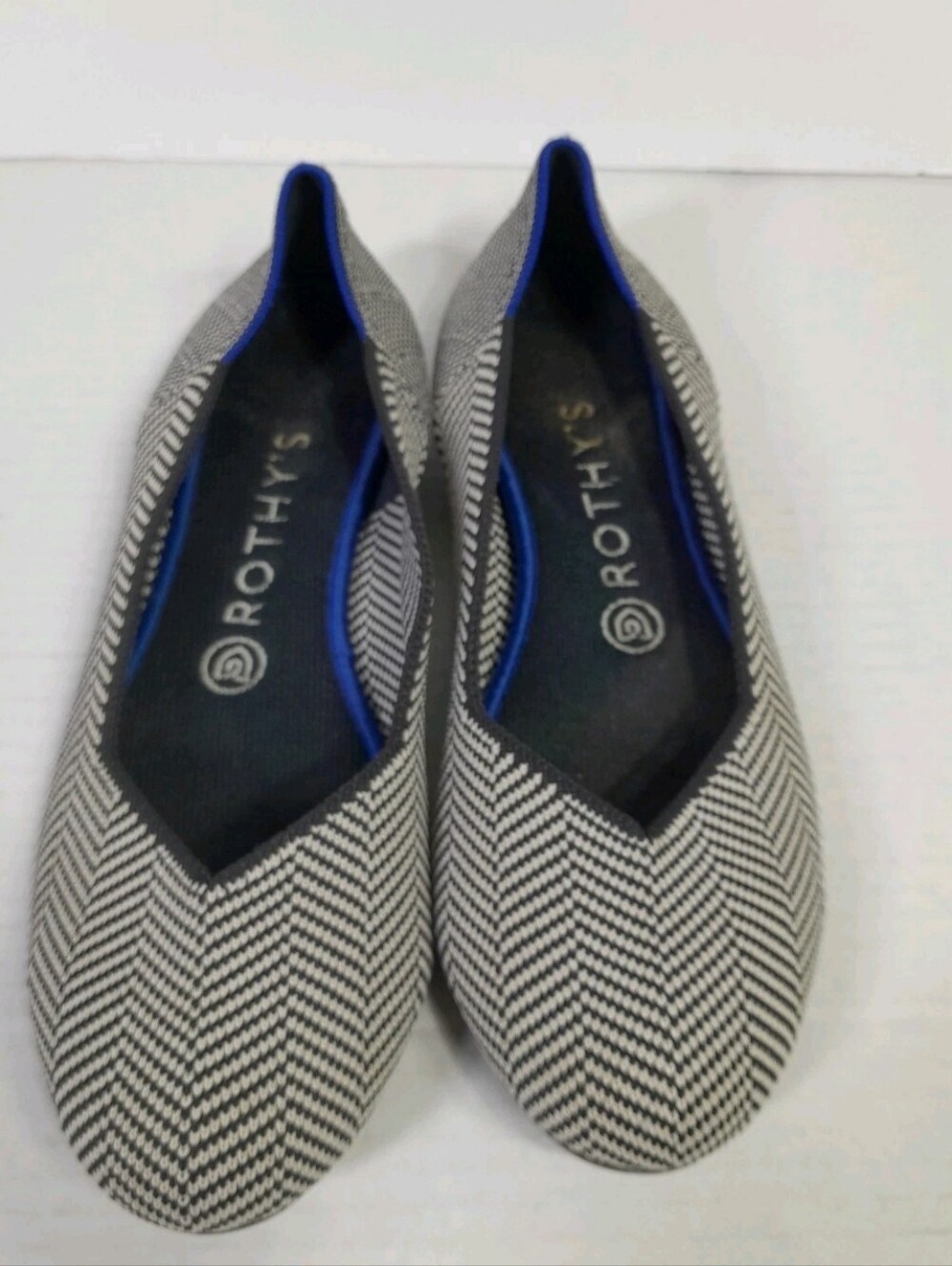 ROTHY's The Flat Round Toe Ballet Shoes Women Sz 8 Retired Herringbone Gray - Picture 3 of 9